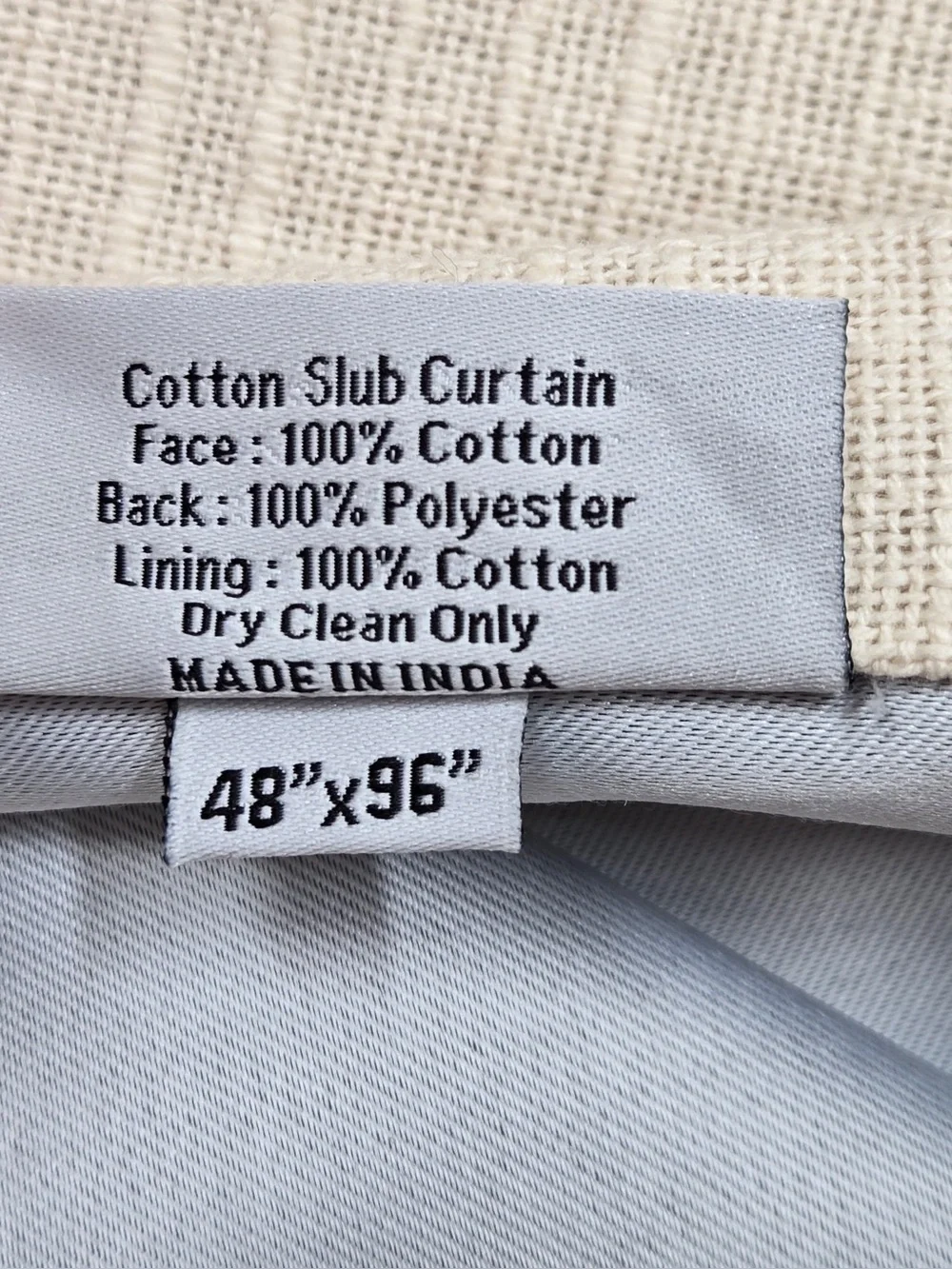 NWT QUINCE Set Of 2 48x96 Cotton Slub Room Darkening Curtains Natural 0730